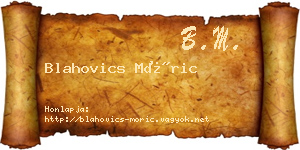 Blahovics Móric névjegykártya